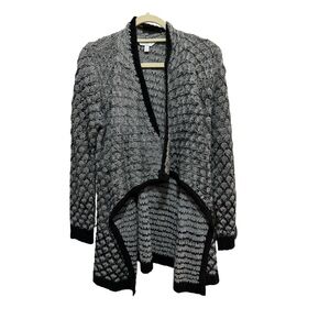 Time and True - Black / Gray Heather Shawl Collar Cardigan - Size L